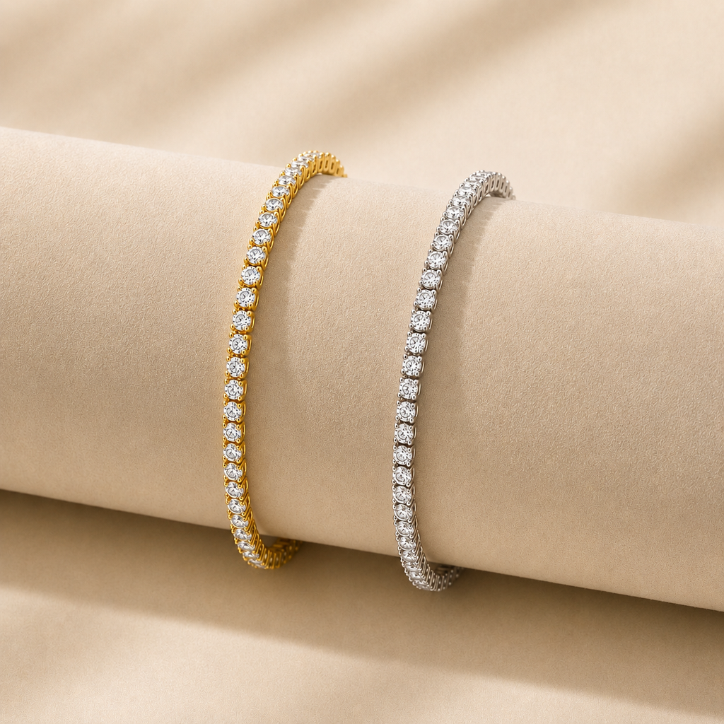 2mm Stratton Classic Tennis Bracelet- 14k (Yellow & White Gold)