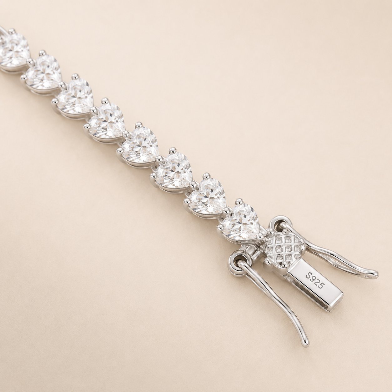 Stratton 3mm Heart Cut Tennis Bracelet- 14k White Gold