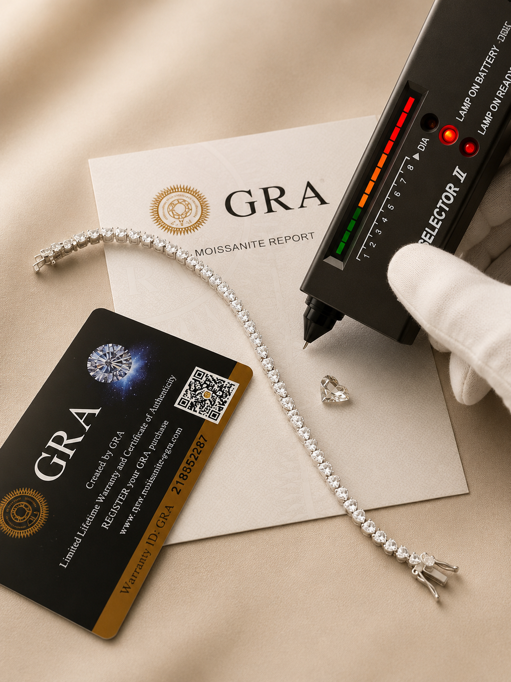 Stratton 3mm Heart Cut Tennis Bracelet- 14k White Gold