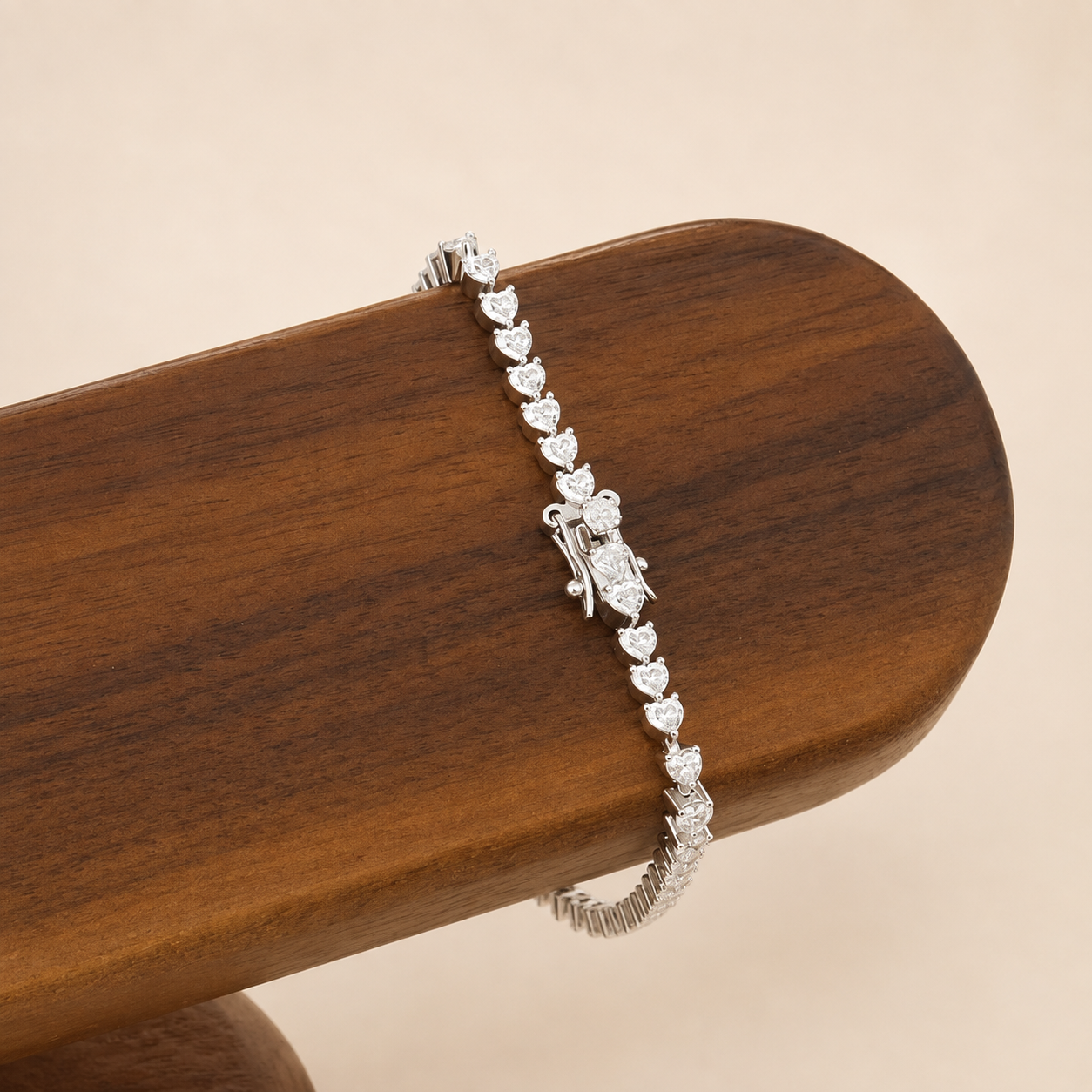 Stratton 3mm Heart Cut Tennis Bracelet- 14k White Gold