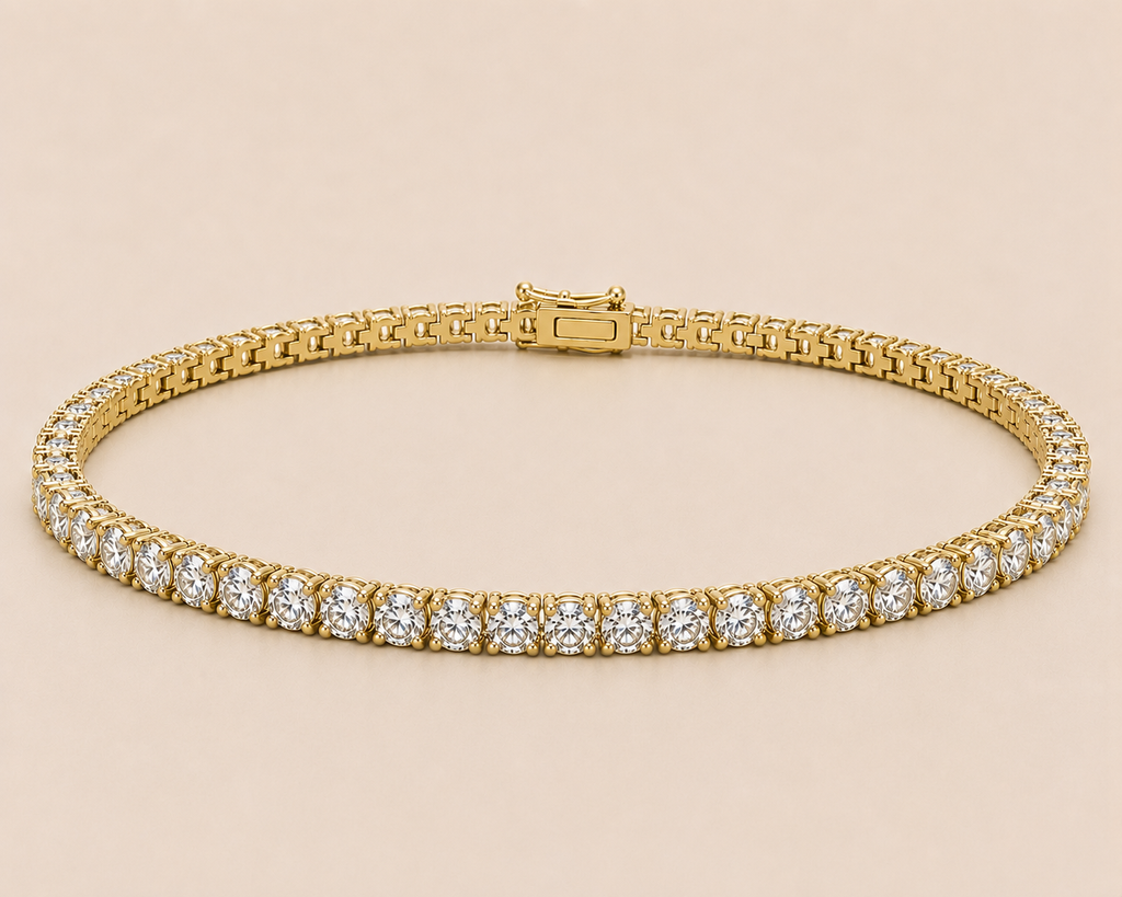 4mm Stratton Classic Tennis Bracelet – 14k (Yellow & White Gold)